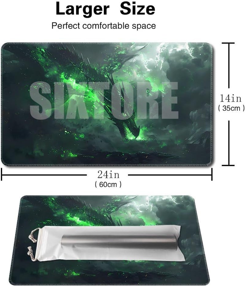 SIXTORE Premium Board Game 24x14in TCG Playmat Compatible for OCG CCG RPG MTG Play MatsMousepad Desk Mat 040322Green Dragon - Image 5
