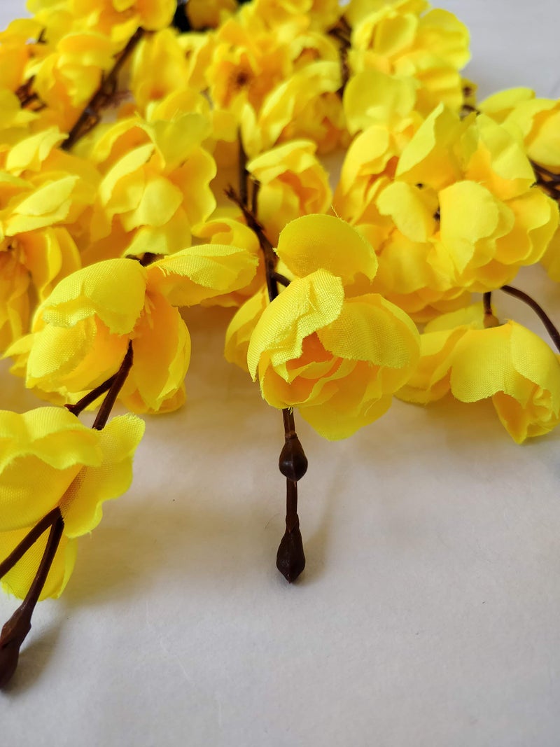ARTSY® Artificial Flowers Bunch for Decoration Cherry Blossom, Ideal for vase, Home, Office Decor, Gifts, Craft, Artificial Plants for Decoration, Without vase, Yellow Pink, Combo, 2 Pieces - Image 3