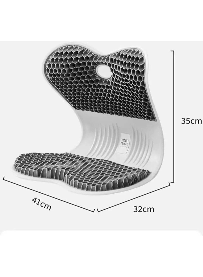 Yoyo Relax Ergonomic TPE Pro Lumbar  Support Cushion, Posture Corrector Seat, Breathable Honeycomb Structure, High Load-Bearing Capacity, Petal-Shaped Hip Support, Gray - Image 3
