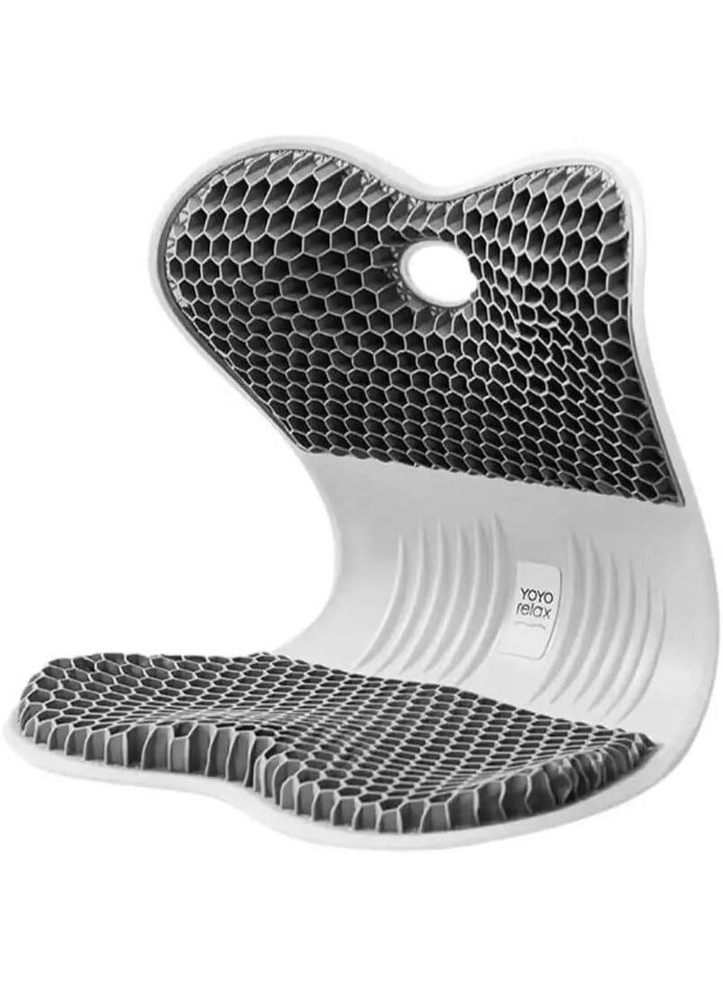 Yoyo Relax Ergonomic TPE Pro Lumbar  Support Cushion, Posture Corrector Seat, Breathable Honeycomb Structure, High Load-Bearing Capacity, Petal-Shaped Hip Support, Gray - Image 1