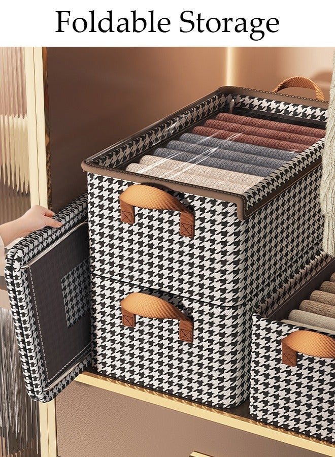 DUNISO 3 Pieces Foldable Closet Storage Organizer with Lids Washable Closet Storage Box with Carrying Handles Cube Storage Bin for Clothes Wardrobe Home Bedroom Office - Image 4