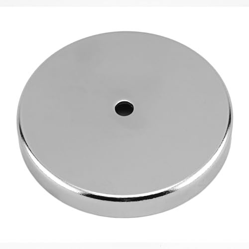 Master Magnetics عبوة مغناطيس قاعدة سيراميك دائرية من ماستر ماغنيتيكس - مغناطيسات قوية ثقيلة - سحب 95 رطل لكل واحدة - مطلية بالنيكل - قطر 3.20 بوصة - ثقب 0.270 بوصة - سمك 0.445 بوصة - عبوة من 2 - Image 2