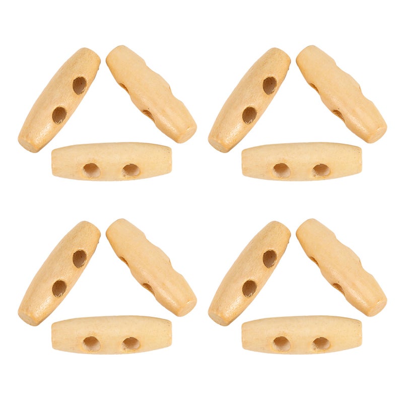 50pcs/Lot Button Wooden 2 Holes Coat Duffle Toggle Wood Horn Sewing Knitting Buttons 30mm - Image 2