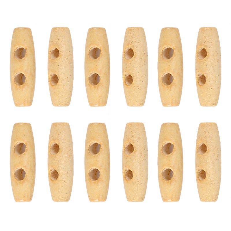 50pcs/Lot Button Wooden 2 Holes Coat Duffle Toggle Wood Horn Sewing Knitting Buttons 30mm - Image 4