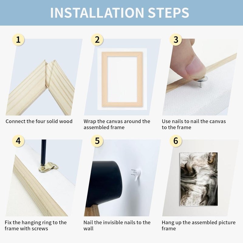 فولينج إن أرت قضبان شد القماش الفنية من Falling in Art، طقم تأطير قماش 12x16، إطارات شد خشبية للوحات القماش والملصقات والمطبوعات - Image 3