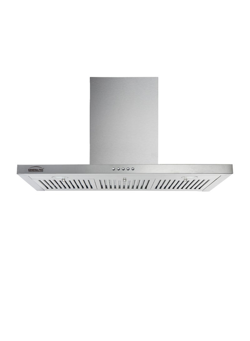 Generaltec 90cm Stainless Steel Range Hood with 2 Carbon Filter, 2 LED Lights, 3 Speed Push Buttons Model-GH90P5SS