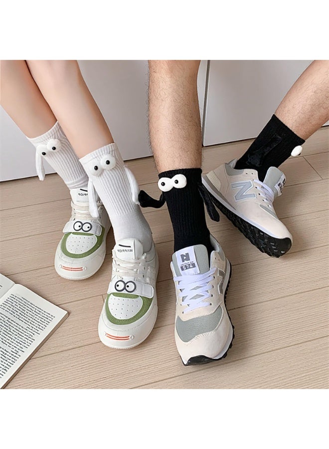 Mordely Funny White Crew Socks with 3D Eyes and Arms, Cute Novelty Socks for Couples and Friends, Magnetic Holding Hands Style Socks for Women and Men, Fun Gift Socks, 1 Pair - Image 2