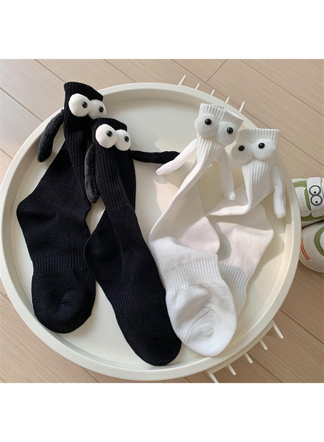 Mordely Funny White Crew Socks with 3D Eyes and Arms, Cute Novelty Socks for Couples and Friends, Magnetic Holding Hands Style Socks for Women and Men, Fun Gift Socks, 1 Pair - Image 5