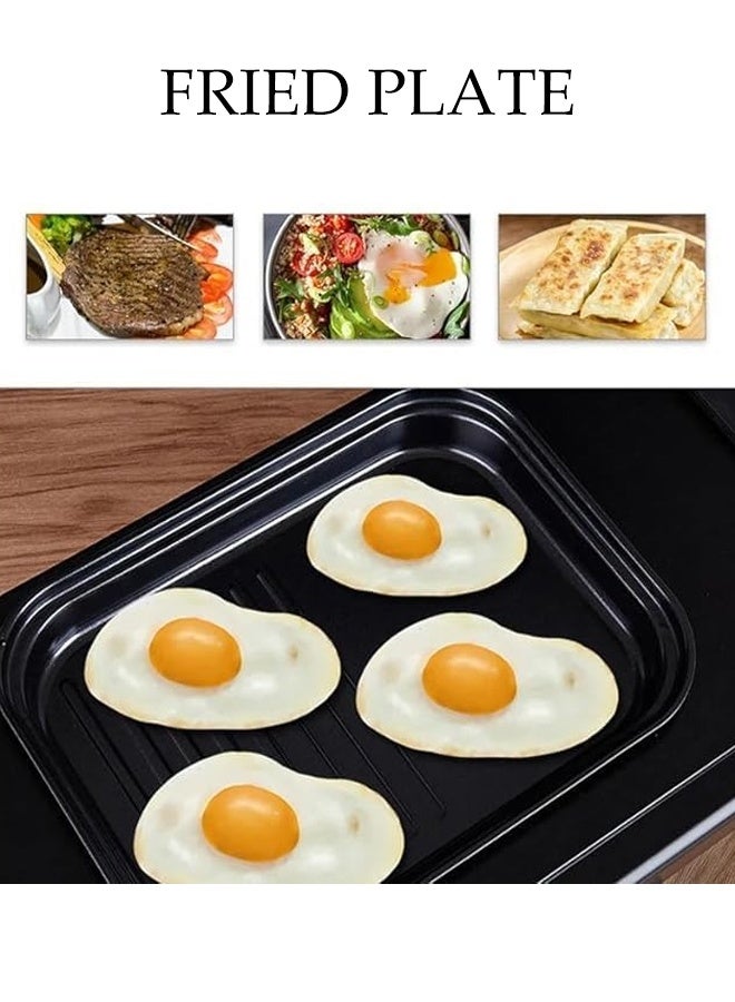 DUNISO 3 In 1 Electric Oven,Multifunctional Breakfast Maker, Heat-Resistant Tempered Glass Door, Double-layer Stainless Steel Oven Tray,Toaster with Frying Pan - Image 5