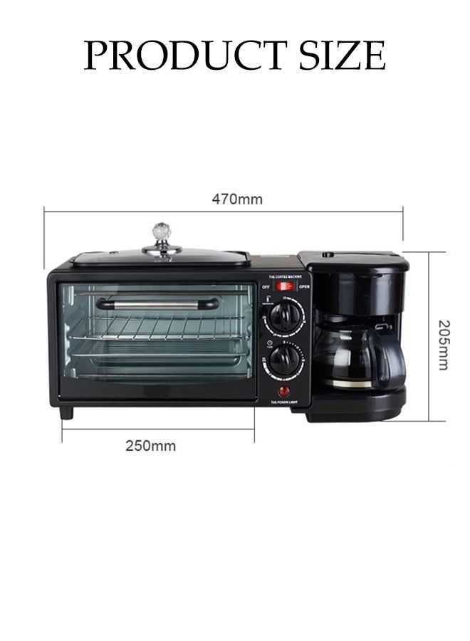 DUNISO 3 In 1 Electric Oven,Multifunctional Breakfast Maker, Heat-Resistant Tempered Glass Door, Double-layer Stainless Steel Oven Tray,Toaster with Frying Pan - Image 2