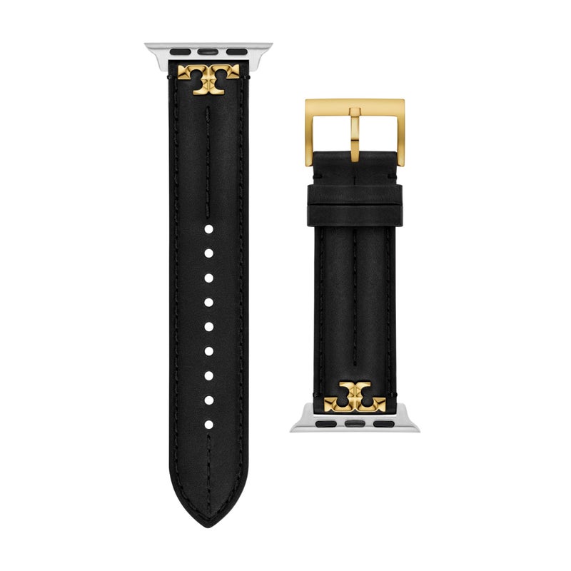 Tory Burch سوار توري بورش النسائي كيرا باللون الأسود من الجلد لساعات آبل® (الموديل: TBS0107E) - Image 1