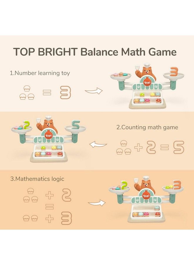 TOP BRIGHT لعبة الرياضيات المتوازنة للأطفال ألعاب STEM للبنات والأولاد بعمر 3 سنوات هدية ألعاب العد المتوازنة التعليمية لمرحلة رياض الأطفال والتعليم المبكر للأعمار 3 4 5 - Image 3
