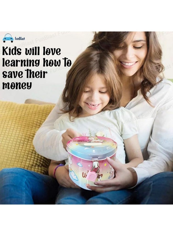 FunBlast Piggy Bank for Kids - Unicorn Money Saving Tin Coin Bank with Lock and Key - Birthday Return for Boys & Girls, Money Bank, Coin Box for Kids, Metal Coin Box for Kids (Unicorn) - Image 4
