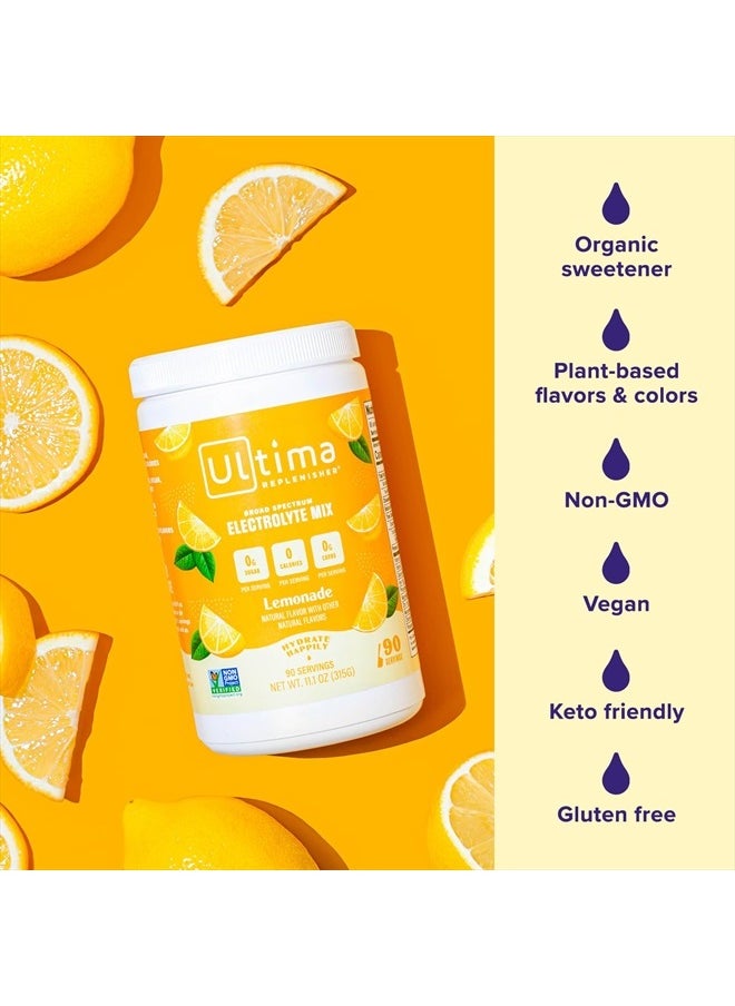 Ultima Replenisher - Daily Electrolyte Drink Mix – Lemonade, 90 Servings – Hydration Powder with 6 Key Electrolytes & Trace Minerals – Keto Friendly, Vegan, Non-GMO & Sugar-Free Electrolyte Powder - Image 1