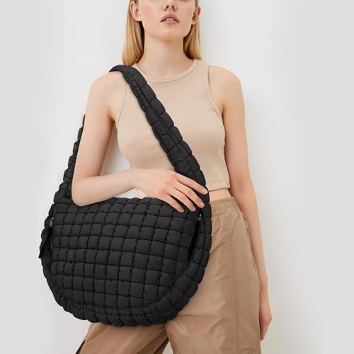 Juoxeepy Quilted Tote Bag Large Quilted Carryall Puffer Shoulder Bag Lightweight Puffy Padding Hobo Bags Puffy Bags - Image 2