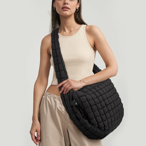 Juoxeepy Quilted Tote Bag Large Quilted Carryall Puffer Shoulder Bag Lightweight Puffy Padding Hobo Bags Puffy Bags - Image 3