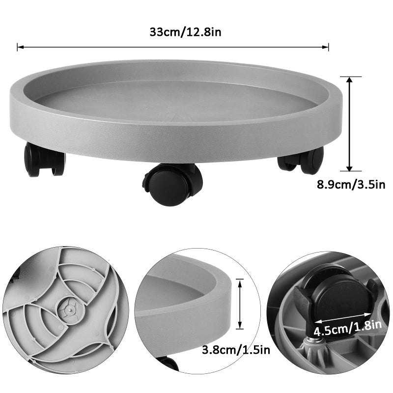 Planterhoma 3 Pack Plant Caddy with Wheels Rolling Plant Stand with Wheels 13 Inch Plant Dolly Heavy Duty Large Potted Plant Mover with Casters for Indoor and Outdoor, Grey - Image 2