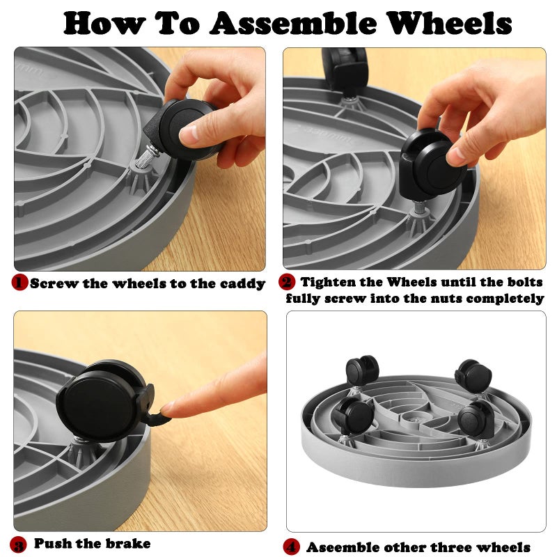 Planterhoma 3 Pack Plant Caddy with Wheels Rolling Plant Stand with Wheels 13 Inch Plant Dolly Heavy Duty Large Potted Plant Mover with Casters for Indoor and Outdoor, Grey - Image 5