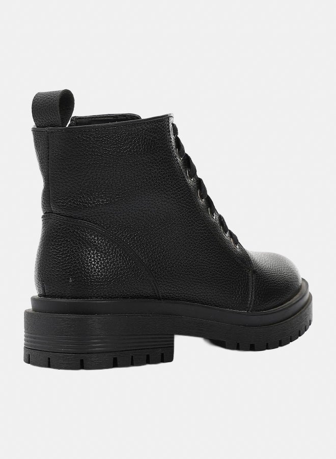 XO Style Leather Ankle Boot - Black - Image 3