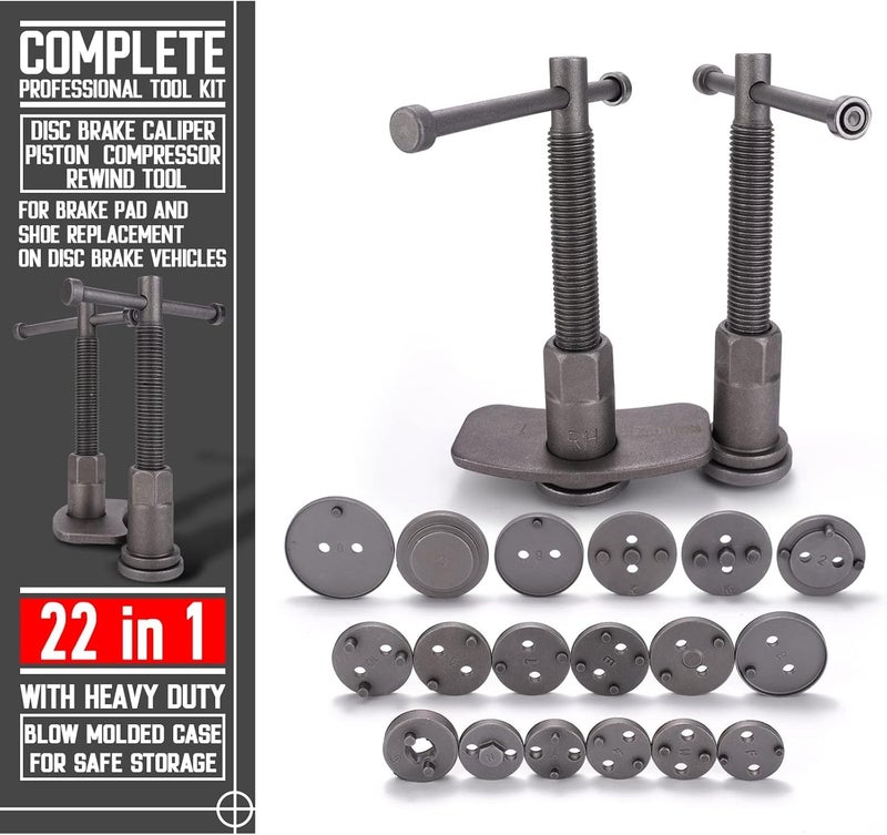 Hetkrishi Set 22-Piece, Heavy Duty Caliper Piston Compressor, Magnetic Caliper Wind Back Tool, For Brake Pad Replacement, Fit Most American, European, Japanese Cars - Image 2