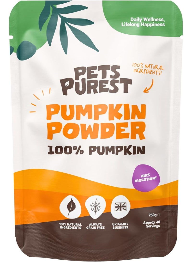 Pets Purest Pumpkin Powder for Dogs - 250g 100% Pure Pumpkin Powder Dog Food Topper, Naturally Rich in Prebiotics & Fibre for Dogs Gut Health & Healthy Stools - Image 1