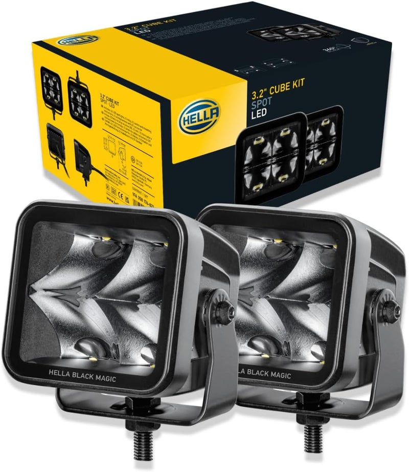 Hella LED Series 3.2 Inch Cube Kit - High Beam Off-Road LED Spotlight with Wiring Harness - Image 1