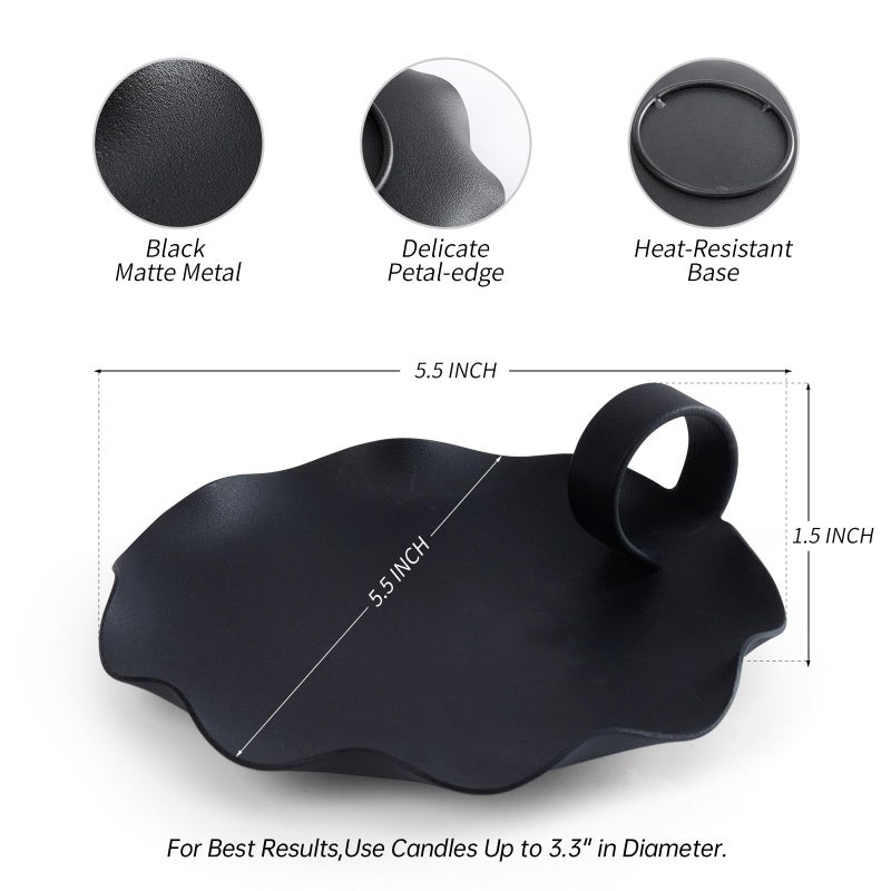 REMASS Candle Holders for Pillar Candles - 5.5 Inch Black Metal Candle Holder Decor with Candle Plate, for Pillar & Flameless Candles,Modern Minimalist Candle Dish (Candles Not Included) - Image 2