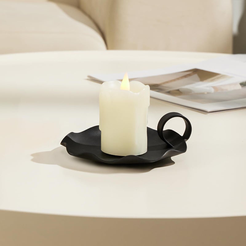 REMASS Candle Holders for Pillar Candles - 5.5 Inch Black Metal Candle Holder Decor with Candle Plate, for Pillar & Flameless Candles,Modern Minimalist Candle Dish (Candles Not Included) - Image 4