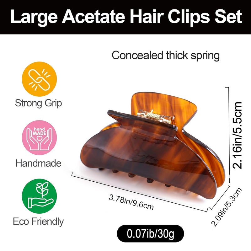 Fsmiling Big Claw Hair Clips for Women Hair Jaw Clips Large Hair Claw Clamps Acetate Hair Clip 2 Pack,Black/Brown - Image 5