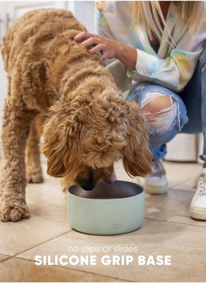 Simple Modern - Stainless Steel Pet Water Bowl for Dogs & Cats | Reusable Insulated Stainless Steel Food Bowls for Dog Cat | No Tip No Slip BPA Free | Bentley Collection | Large (64oz) | Almond Birch - Image 1