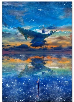 (Assembly frame) Anime Scenery Poster | Sky Whale | High Quality Prints | Unframed - Best for Home, Office, Gym, Living Room, Bedroom, Gifts