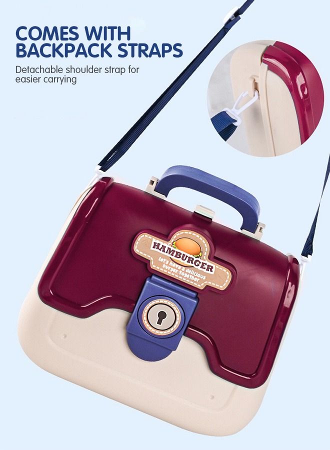 GROIC مجموعة لعب التظاهر بالمطبخ للأطفال، لعبة التظاهر للوجبات السريعة مع الهامبرغر والبطاطس المقلية وأدوات المائدة وأعواد الطبل وإكسسوارات المطبخ مع حقيبة تخزين - Image 3