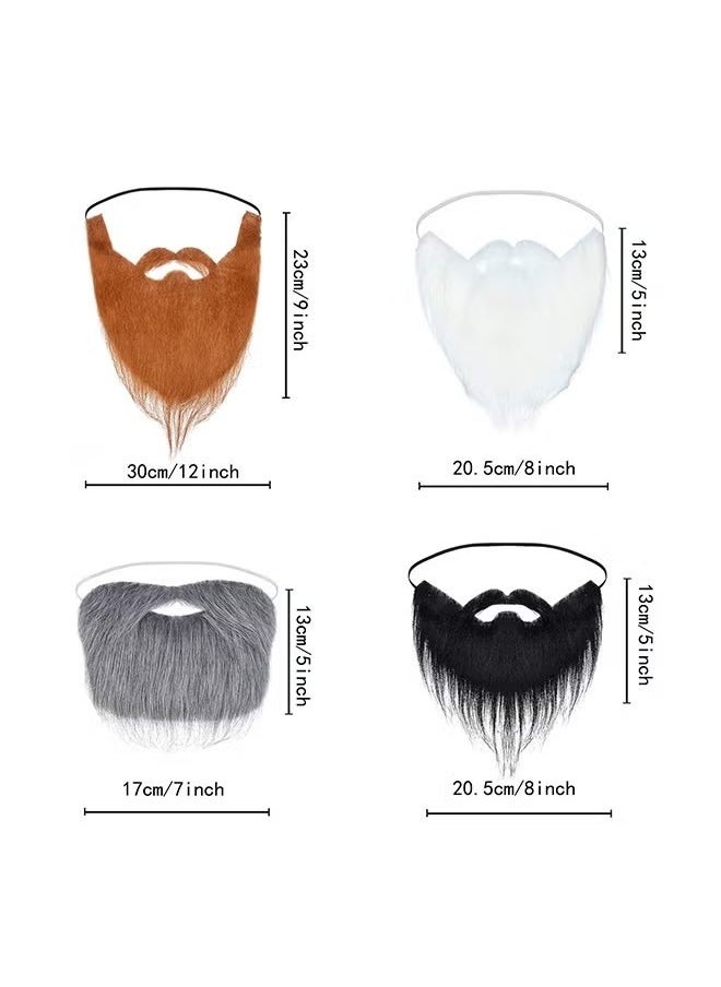 4 Pcs Fake Mustache Facial Hair False Beards, Fake Whisker for Entertainment Drama Party Movie Makeup, Mustache for Kids And Adults (Grey+White+Black+Brown)  - Image 2