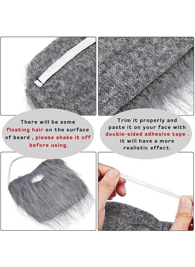 4 Pcs Fake Mustache Facial Hair False Beards, Fake Whisker for Entertainment Drama Party Movie Makeup, Mustache for Kids And Adults (Grey+White+Black+Brown)  - Image 3