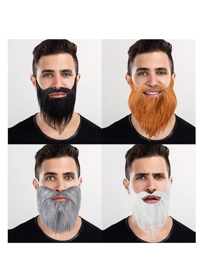 4 Pcs Fake Mustache Facial Hair False Beards, Fake Whisker for Entertainment Drama Party Movie Makeup, Mustache for Kids And Adults (Grey+White+Black+Brown)  - Image 4