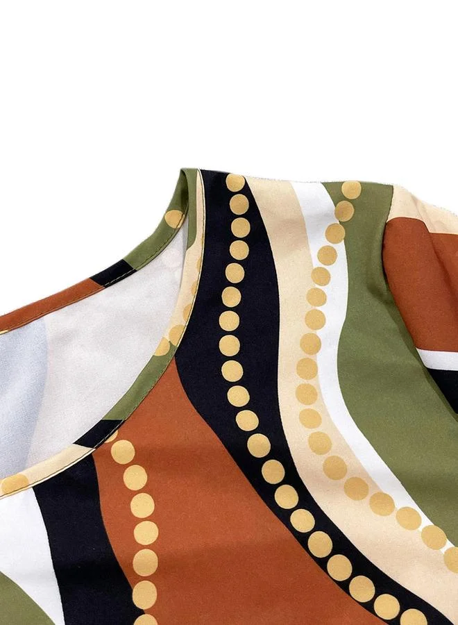 Take Two Women All-Over Printed Round Neck Mini Dress
