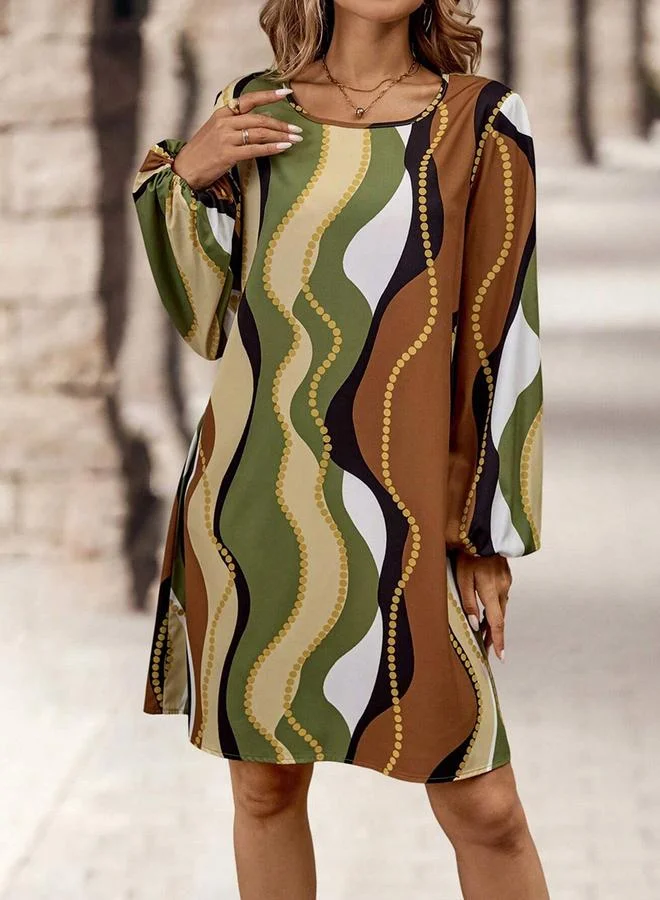 Take Two Women All-Over Printed Round Neck Mini Dress