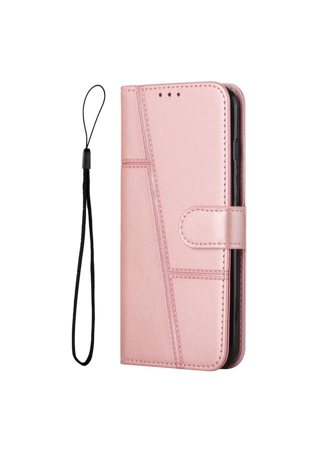 HuHa For Tecno Pop 5 LTE Stitching Calf Texture Buckle Leather Phone Case(Pink) - Image 2