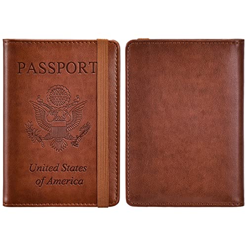 HerriaT Passport and Vaccine Card Holder Combo,Cover Case with CDC Vaccination Card Slot, Leather Travel Documents Organizer Protector, with RFID Blocking, for Women and Men - Image 2