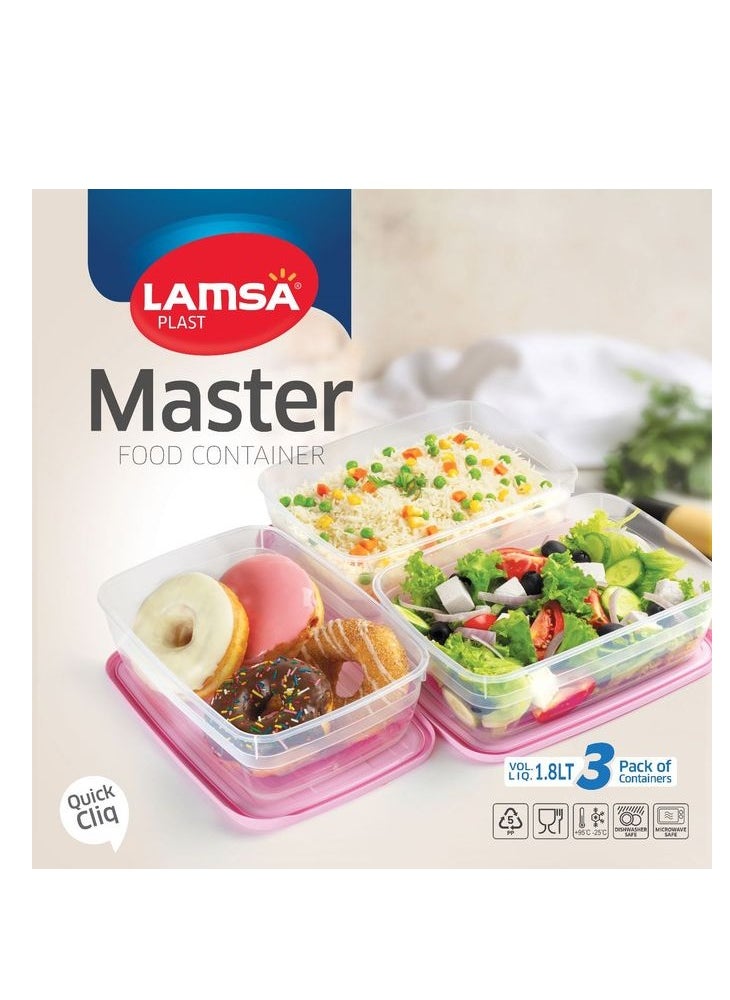 Lamsa Plast - 3 plastic food containers, different sizes and multiple colors, made of safe plastic from LAMSA Master - Image 1