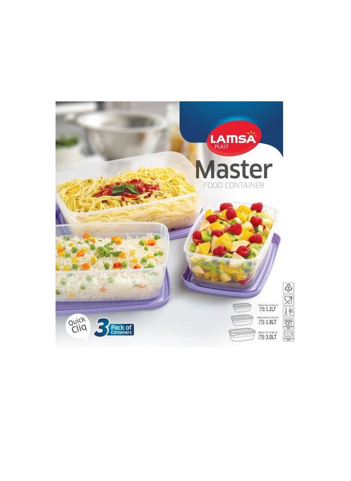 Lamsa Plast - 3 plastic food containers, different sizes and multiple colors, made of safe plastic from LAMSA Master - Image 1