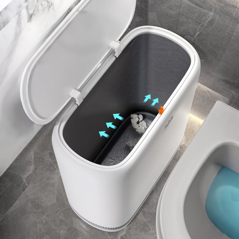 JOYBOS Bathroom Trash CansAdsorption Garbage Can with Press Type Lid10L Dogproof Slim Plastic Narrow Trash Bin3 Gallon Garbage Bin for HomeOffice and Narrow Place