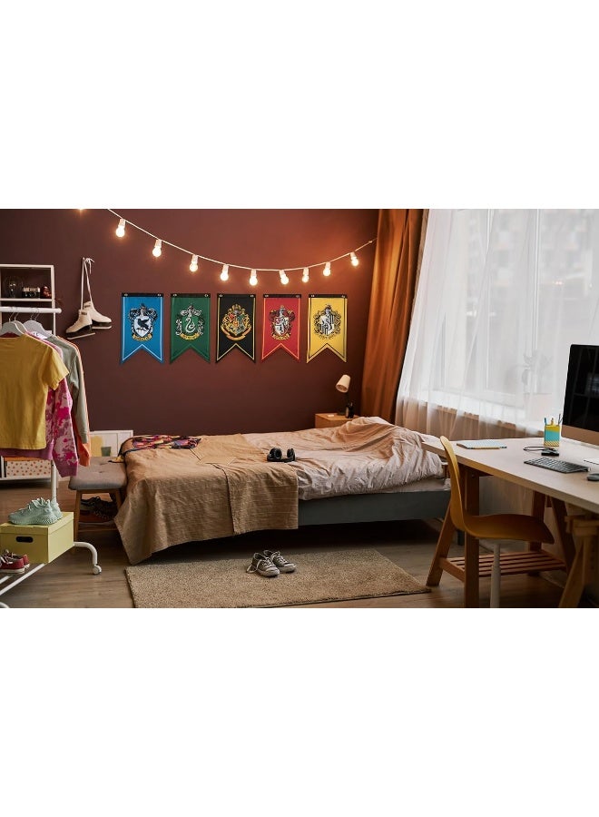 Conquest Journals Harry Potter Wizarding House Banner Flag Set, 12'' x 20'' Polyester Flags, Set of 5 Includes Hogwarts Crest, Gryffindor, Slytherin, Ravenclaw & Hufflepuff Banners, Birthday Party - Image 3