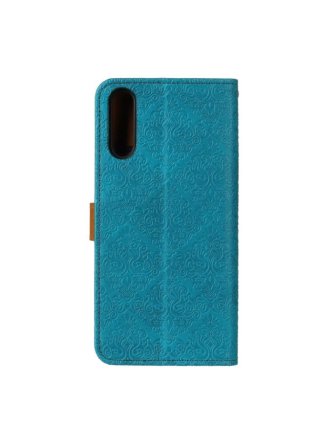 HuHa For Sony Xperia Ace II European Floral Embossed Copper Buckle Horizontal Flip PU Leather Case with Holder & Card Slots & Wallet & Photo Frame(Blue)  - Image 3