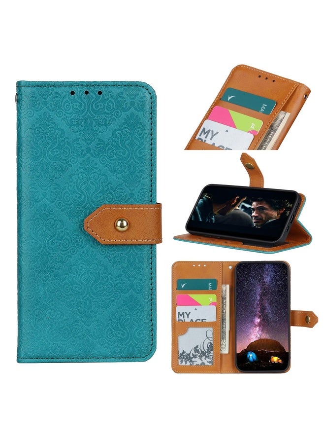 HuHa For Sony Xperia Ace II European Floral Embossed Copper Buckle Horizontal Flip PU Leather Case with Holder & Card Slots & Wallet & Photo Frame(Blue)  - Image 1