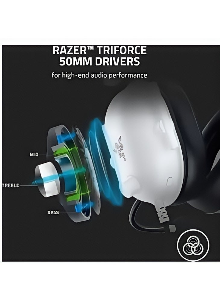 ريزر سماعة الألعاب السلكية BlackShark V2 X، صوت محيطي 7.1، سماعات 50mm، وزن خفيف 240 جرام، ميكروفون مانع للضوضاء، وسائد من رغوة الذاكرة الهجينة للراحة، باللون الأبيض | RZ04-03240700-R3M1  - Image 5