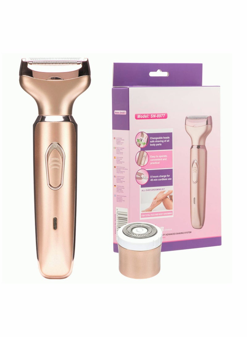إكسفور Electric Razor for Women, Painless 2 in 1 Ladies Shaver  Hair Trimmer for Face Eyebrow Mustache Beard Arm Leg Armpit Bikini - Image 1