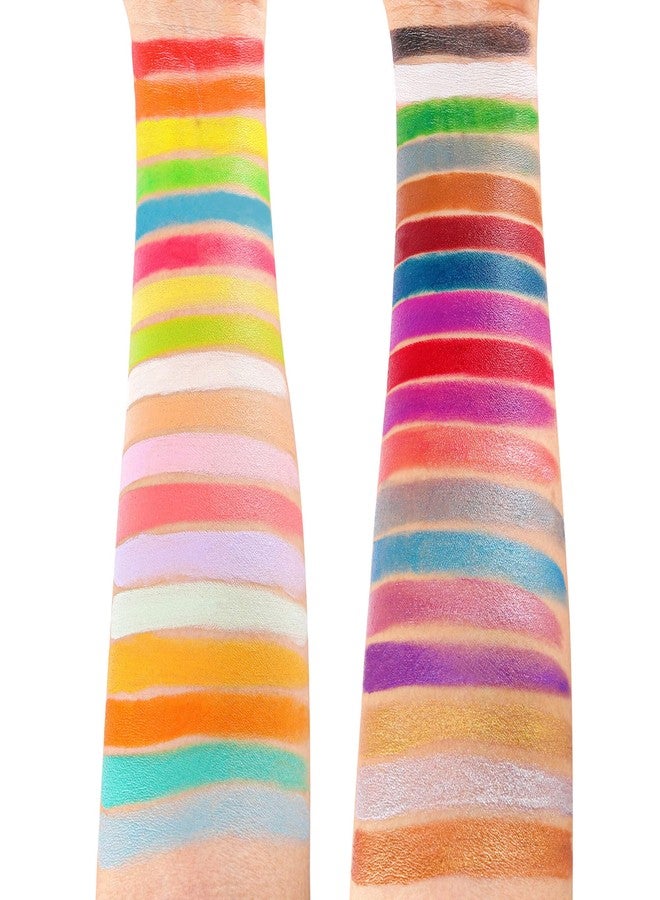 CCbeauty 36 Colors Face Body Paint,Professional Large Face Painting Kit,Neon Face Painting Palette,Oil-Based Non-Toxic Special Effect SFX Makeup Kit,Halloween Costume Cosplay For Adult With 10 Brushes - Image 3