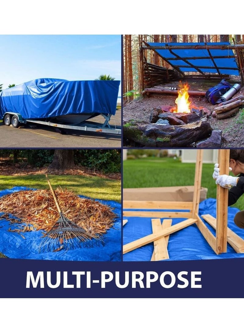 erorex Tarps Large Multi Purpose Waterproof Heavy Duty Poly Tarp With Grommets 5 Mil Thick for Home Boats Cars Camping Protective Cover Blue 5 X 4  - Image 3
