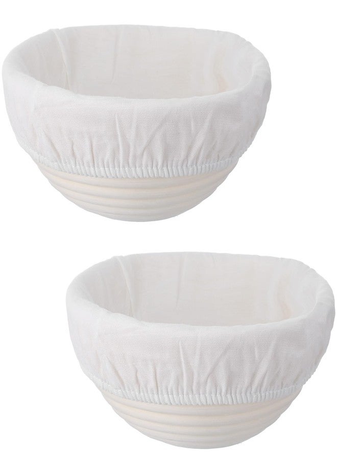 Tolare 2-Pack Sourdough Bread Proofing Basket & Banneton Bread Proofing Basket Set with Liners, 8" Round Rattan Dough Bowls (7.87"x3.15") for Artisan Baking - Image 1